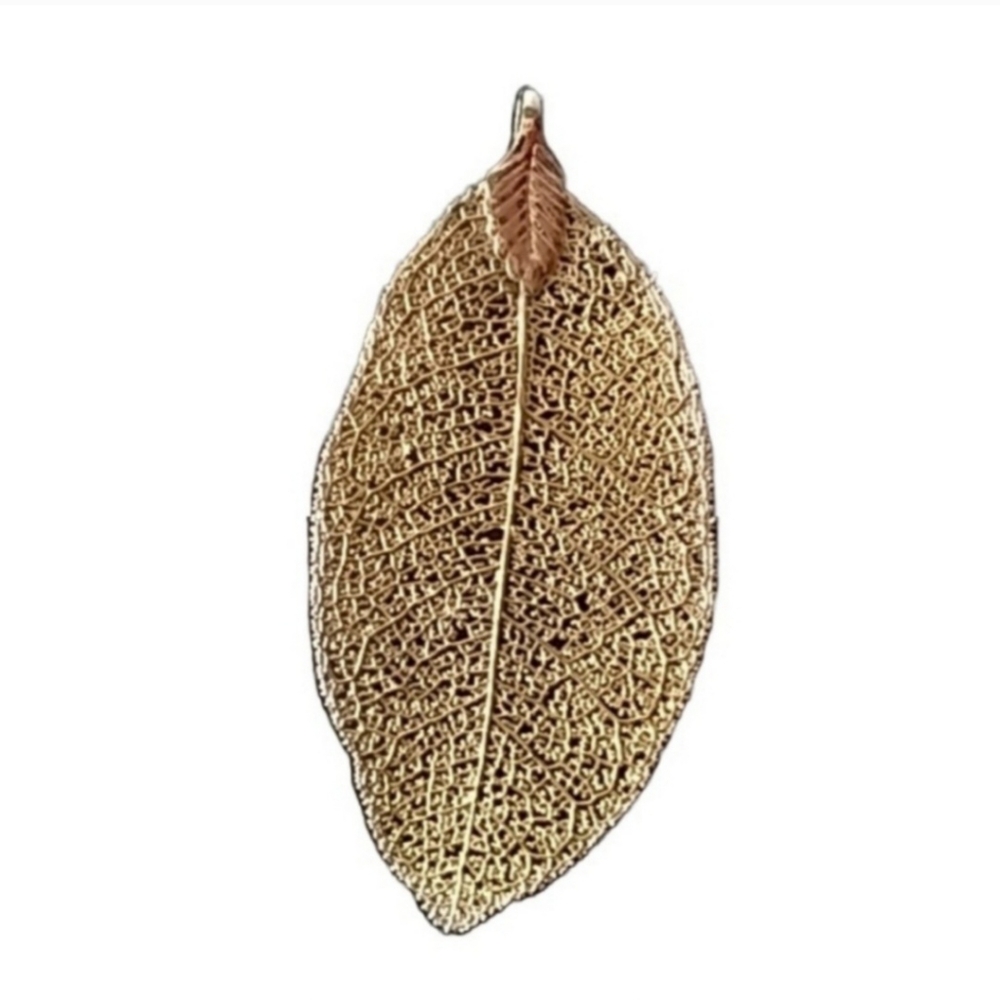 Vintage Gold Dipped Real Leaf Pendant Charm | Euc - image 2